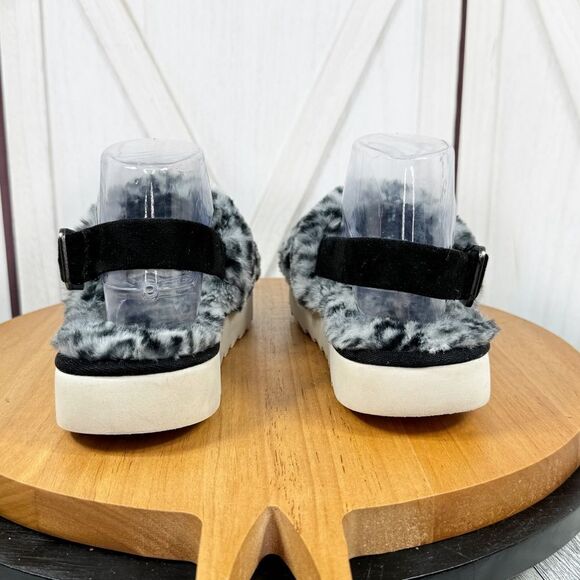 Koolaburra by Ugg Fuzz’d Out Faux Fur Sandals Black Grey 9 Cheetah Slingback - Picture 6 of 10